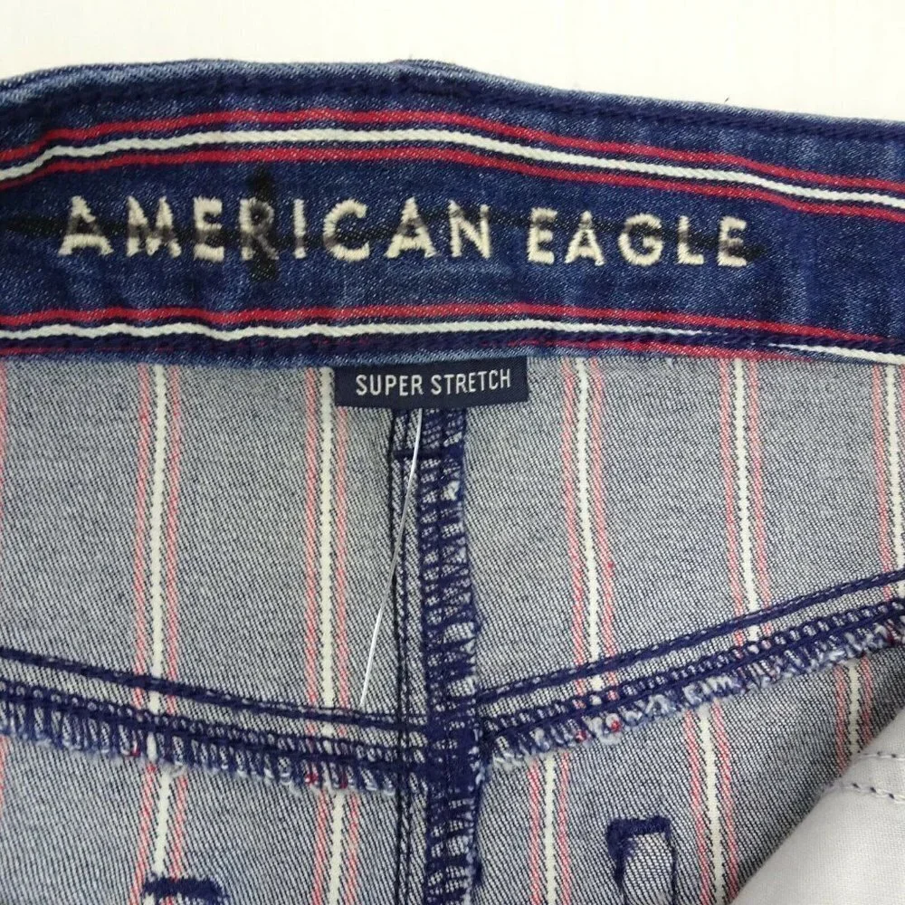 American Eagle Outfitters Denim Skirt Mini Stripe High Rise Stretch NWT 4